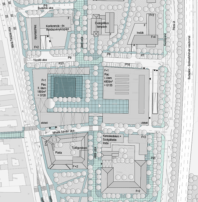 Budafoki Piac épületének és környezetének tervezése, Budafok-Belváros központjának városépítészeti rendezése (Kertész Építész Stúdióval közösen)
